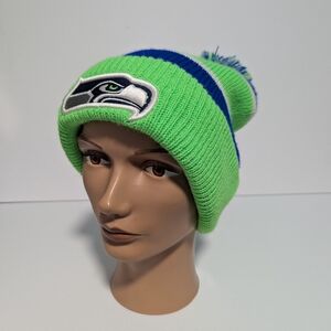 Seattle Seahawks NFL knit beanie hat with a pom-pom One Size Fit All